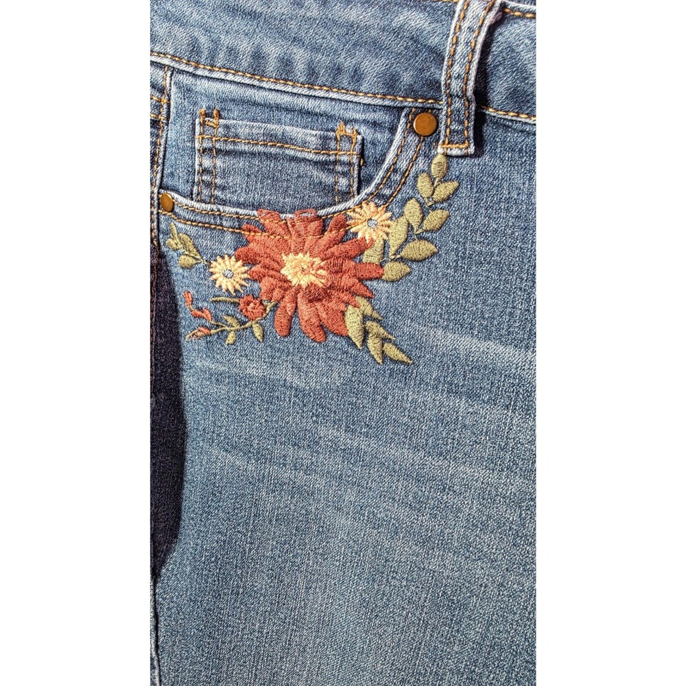 D.Jeans Womens Size 6 Floral Embroidered Ankle Skinny Jeans Medium Wash Blue - Picture 5 of 7